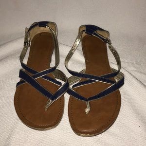 Sandals - Navy blue/gold